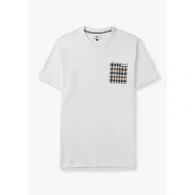 Aquascutum Mens Active Club Check Pocket T-shirt In Optical White
