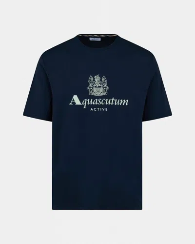 Aquascutum Mens Big Logo T-shirt In Blue