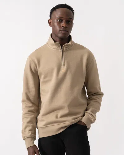 Aquascutum Mens Centered Logo 1/4 Zip Fleece In Neutral