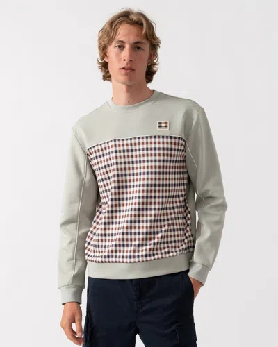 Aquascutum Mens Club Check Crewneck Sweatshirt In Gray