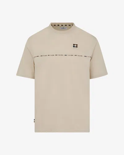 Aquascutum Mens Club Check Piping T-shirt In Neutral