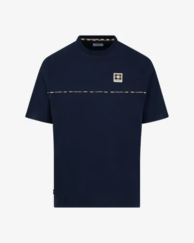 Aquascutum Mens Club Check Piping T-shirt In Blue