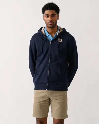 Aquascutum Mens Full Zip Badge Hoodie In Blue