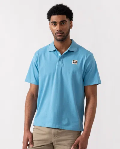 Aquascutum Mens Stretch Piquet Badge Polo Shirt In Blue