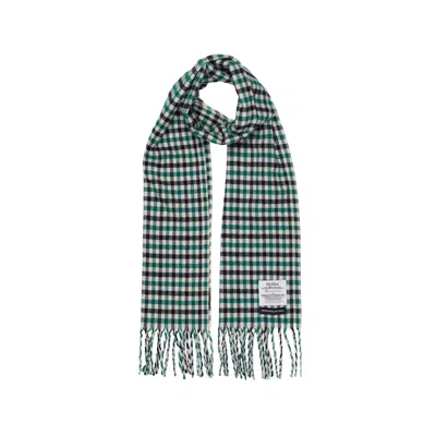 Aquascutum Merino Wool Check Scarf Green