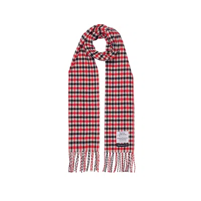 Aquascutum Merino Wool Check Scarf Red