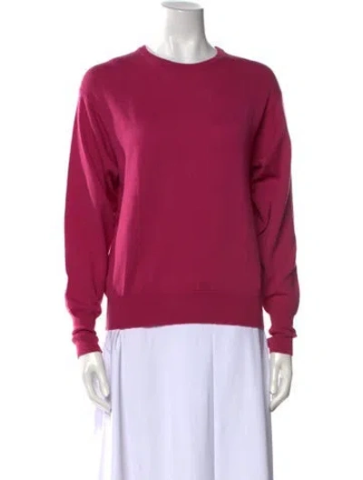 Pre-owned Aquascutum Merino Wool Crew Neck Sweater In Pink