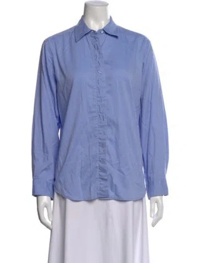 Pre-owned Aquascutum Nylon Long Sleeve Button-up Top In Blue