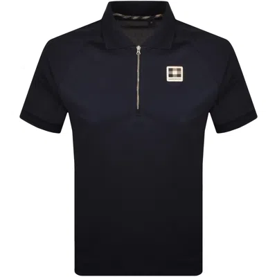 Aquascutum Pique Badge Polo T Shirt Navy In Blue