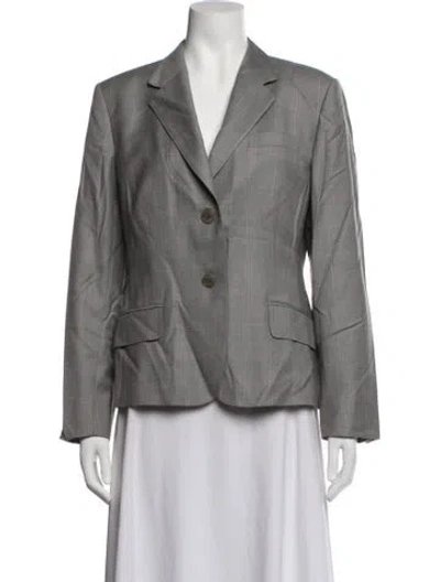 Pre-owned Aquascutum Plaid Print Blazer In Grey