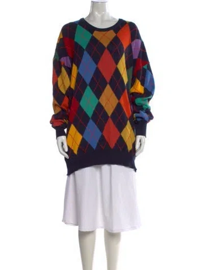 Pre-owned Aquascutum Plaid Print Crew Neck Sweater In Multi