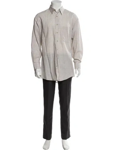 Pre-owned Aquascutum Plaid Print Long Sleeve Shirt In Gray