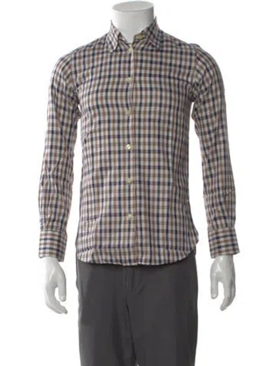 Pre-owned Aquascutum Plaid Print Long Sleeve Shirt In Neutral