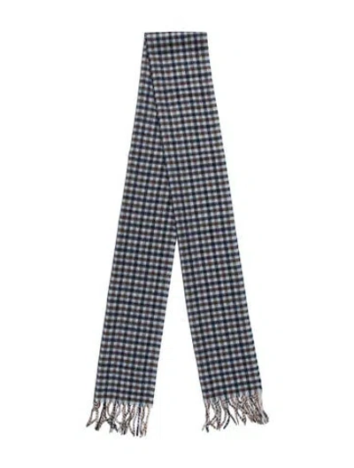Pre-owned Aquascutum Plaid Print Scarf W/ Tags In Blue