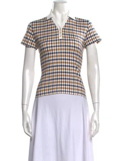 Pre-owned Aquascutum Plaid Print Short Sleeve Polo In Multi