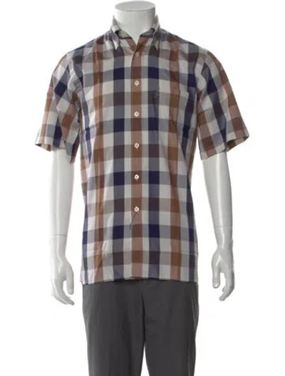 Pre-owned Aquascutum Plaid Print Short Sleeve Shirt In Neutral