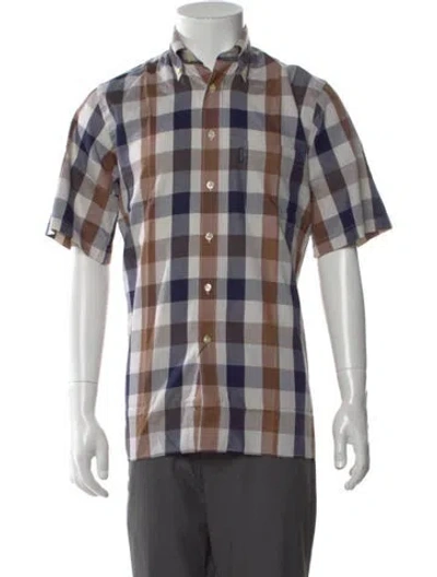 Pre-owned Aquascutum Plaid Print Short Sleeve Shirt In Neutral