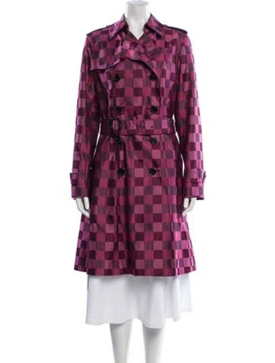 Pre-owned Aquascutum Plaid Print Trench Coat In Multi