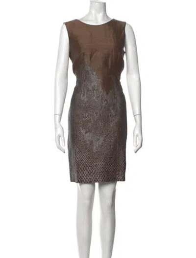 Pre-owned Aquascutum Printed Knee-length Dress In Brown