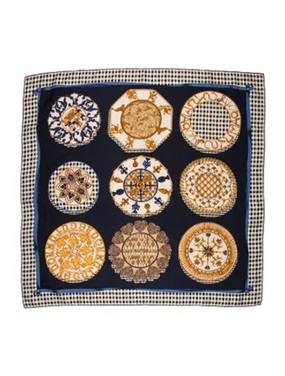 Pre-owned Aquascutum Printed Scarf In Blue