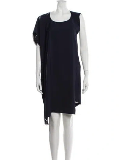 Pre-owned Aquascutum Scoop Neck Mini Dress In Blue