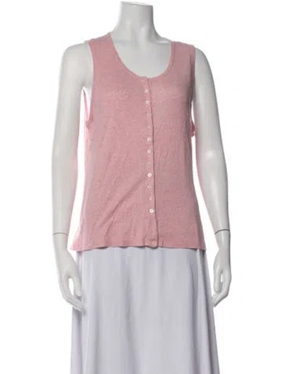 Pre-owned Aquascutum Scoop Neck Sleeveless Button-up Top In Pink
