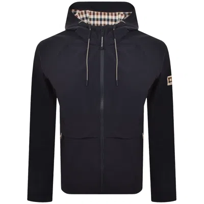 Aquascutum Shell Hooded Jacket Navy In Multi