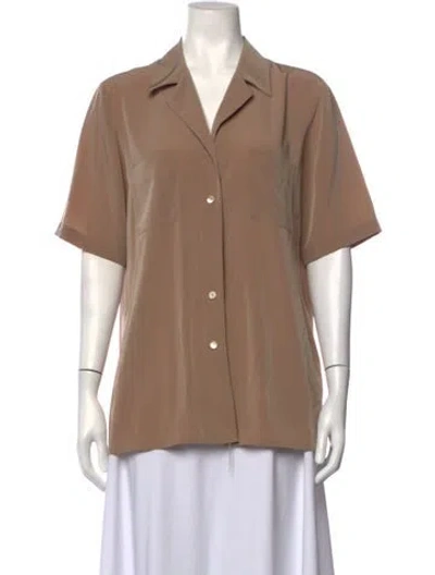 Pre-owned Aquascutum Short Sleeve Button-up Top In Neutrals