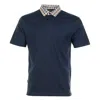 Aquascutum Short Sleeve Club Check Collar Polo Navy In Blue