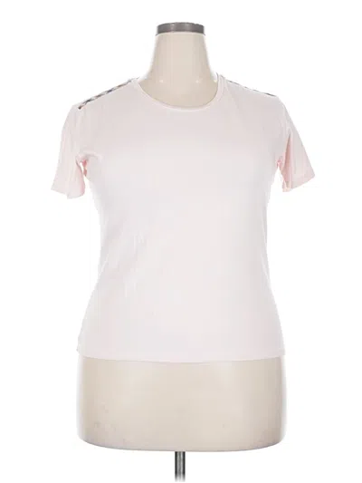 Pre-owned Aquascutum Short Sleeve Top Pink Mock Neckline Tops