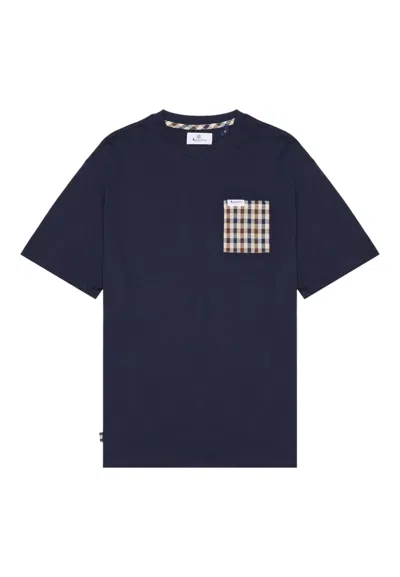 Aquascutum T-shirt Man  Icon Ts009 11 Navy In Blue