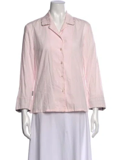 Pre-owned Aquascutum Three-quarter Sleeve Button-up Top In Pink