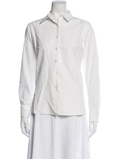 Pre-owned Aquascutum Vintage Long Sleeve Button-up Top In White