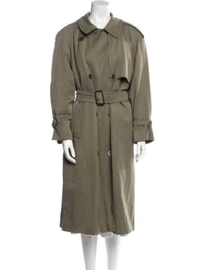 Pre-owned Aquascutum Virgin Wool Trench Coat In Green