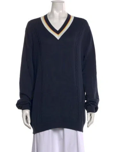 Pre-owned Aquascutum V-neck Sweater In Blue