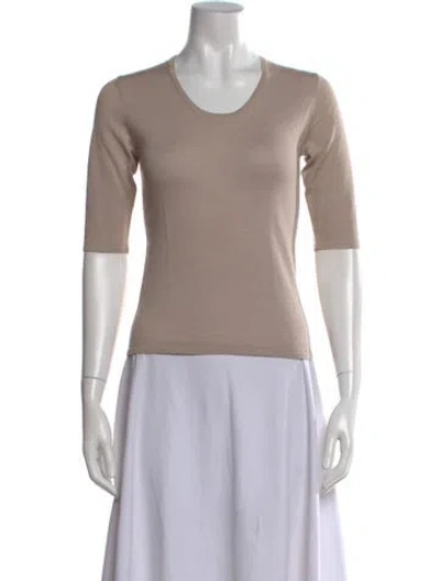 Pre-owned Aquascutum Wool Crew Neck Top In Neutral