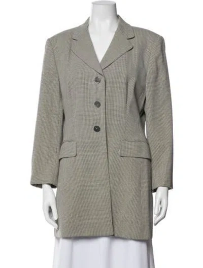 Pre-owned Aquascutum Wool Houndstooth Print Blazer In Green