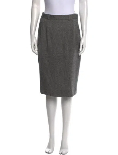 Pre-owned Aquascutum Wool Knee-length Skirt In Gray