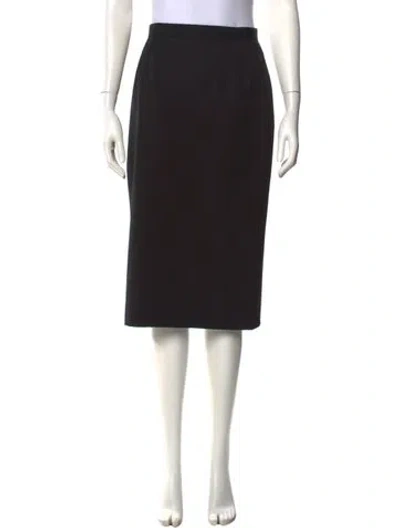 Pre-owned Aquascutum Wool Midi Length Skirt In Black