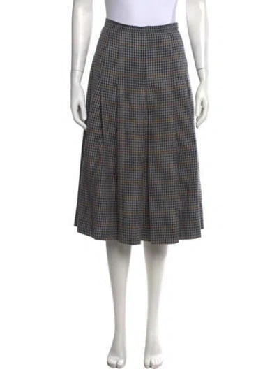 Pre-owned Aquascutum Wool Midi Length Skirt In Multicolor