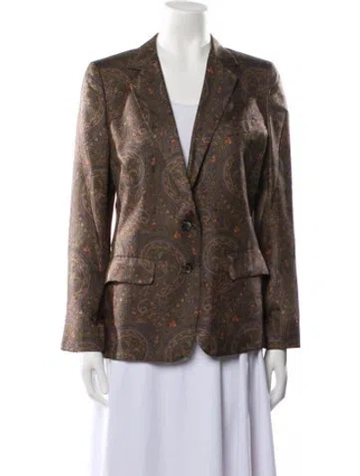 Pre-owned Aquascutum Wool Paisley Print Blazer In Brown
