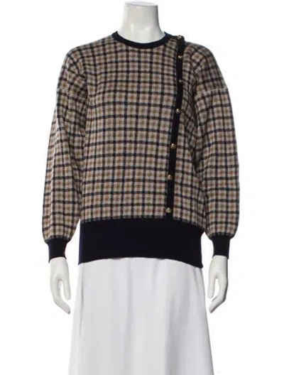Pre-owned Aquascutum Wool Plaid Print Sweater W/ Tags In Multi