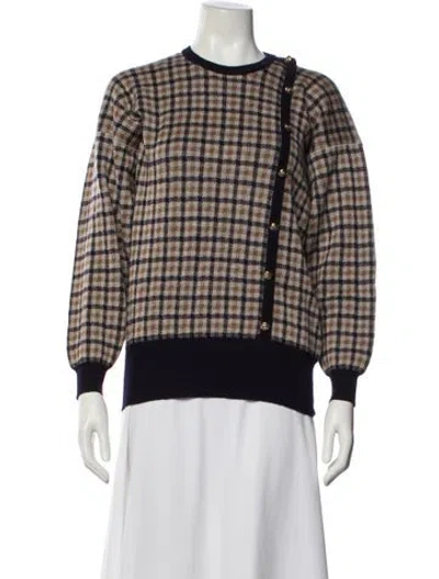 Pre-owned Aquascutum Wool Plaid Print Sweater W/ Tags In Multi