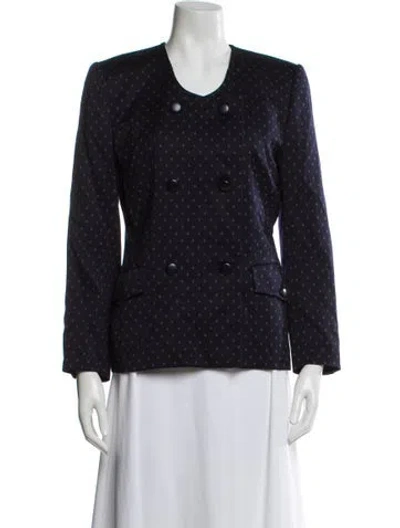 Pre-owned Aquascutum Wool Printed Evening Jacket In Blue