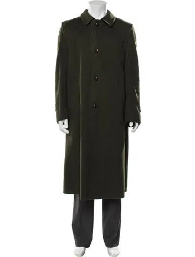 Pre-owned Aquascutum Wool Tweed Pattern Puffer Coat In Green