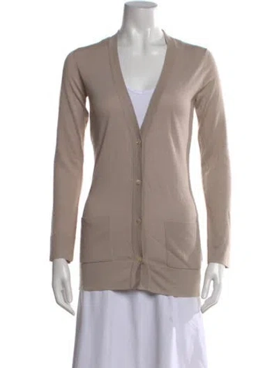 Pre-owned Aquascutum Wool V-neck Sweater In Neutral