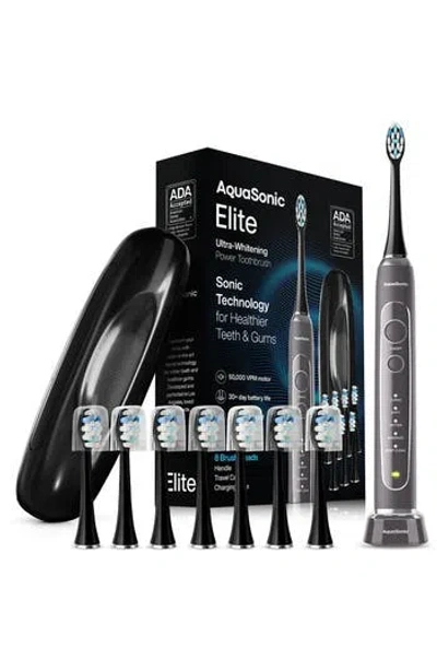Aquasonic Elite Rechargeable Electric Toothbrush Set In Gray