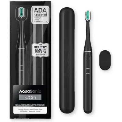 Aquasonic Icon Rechargeable Electric Toothbrush With Magnetic Holder & Travel Case - Black