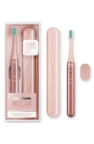 Aquasonic Icon Rechargeable Power Electric Toothbrush In Blush