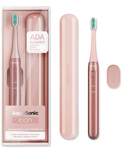 Aquasonic Icon Rechargeable Power Toothbrush In Light Pink